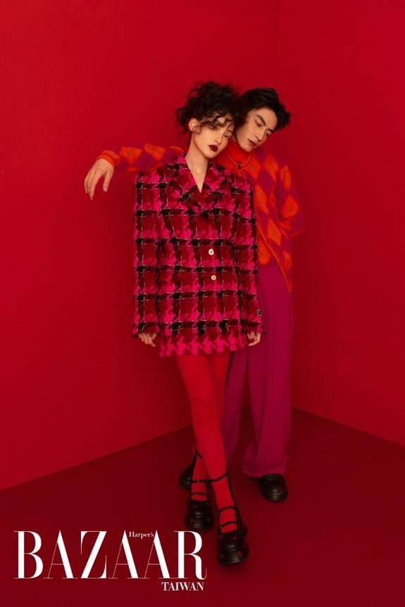 BAZAAR杂志!林映唯V.S宋柏纬 红色与白色相互挑战圣诞决胜负